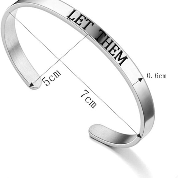 Let Them Cuff Bracelet Motivational Stainless Steel Adjustable Jewelry Gift - Picture 6 of 6
